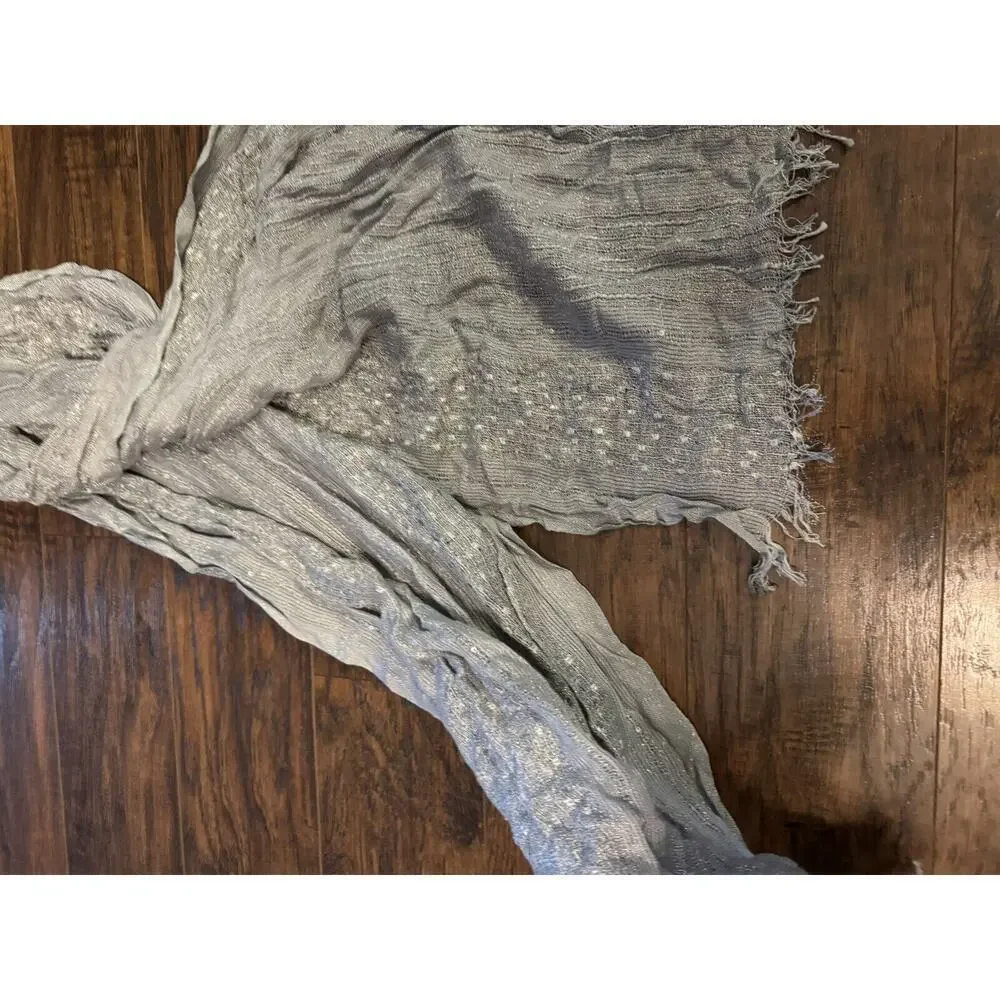 White House Black Market Womens Sliver Scarf glitter